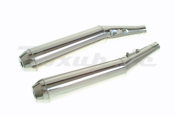 2 Endschalldämpfer R65/80/100 Monolever Edelstahl / 2 Silencers Stainless Steel Artikel Nr. 111097